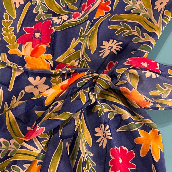 Talbot’s Women’s Floral Print Front Wrap Blue Dress Size 10 - Picture 4 of 6